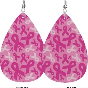 Earings pink ribbon breast cancer awareness
